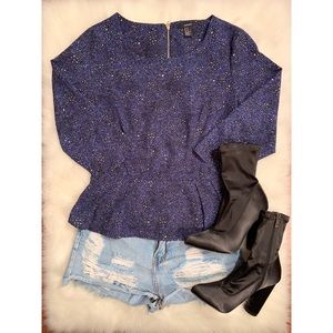 Navy Leopard Peplum Top